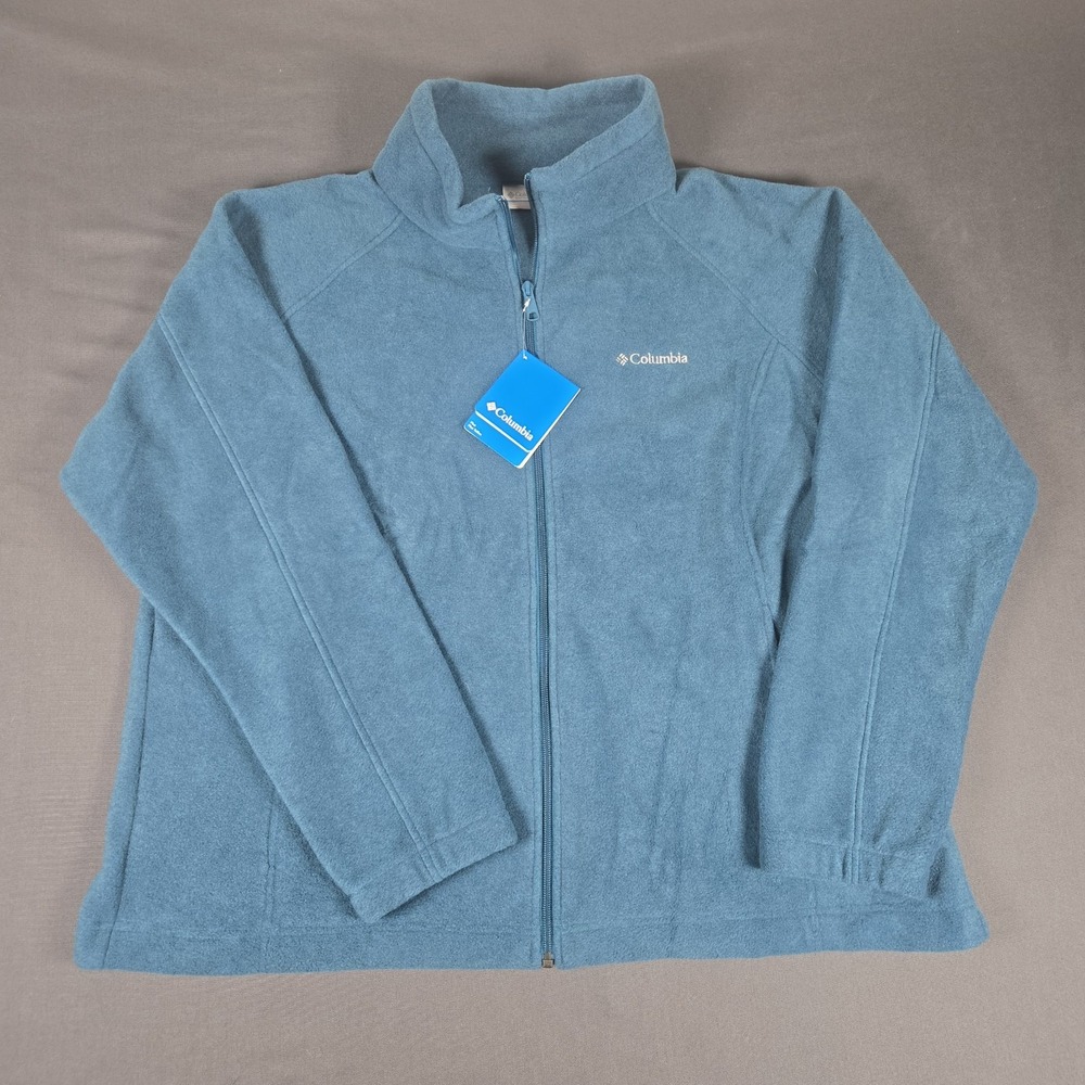 Columbia Women's 3XL Teal Full Zip Fleece Jacket Mock Neck Teal - Blue